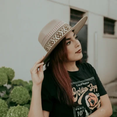 Cassidy Rancher Hat in Beige by Vanelegance