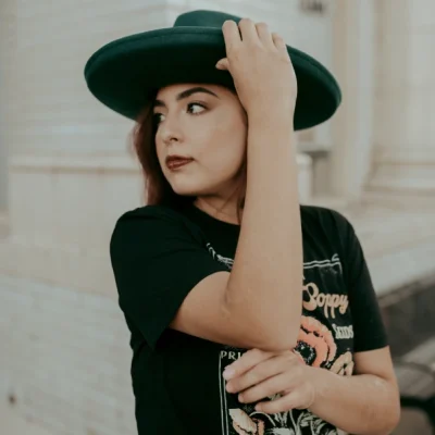 Hana Pencil Brim Rancher Hat in Green by Vanelegance