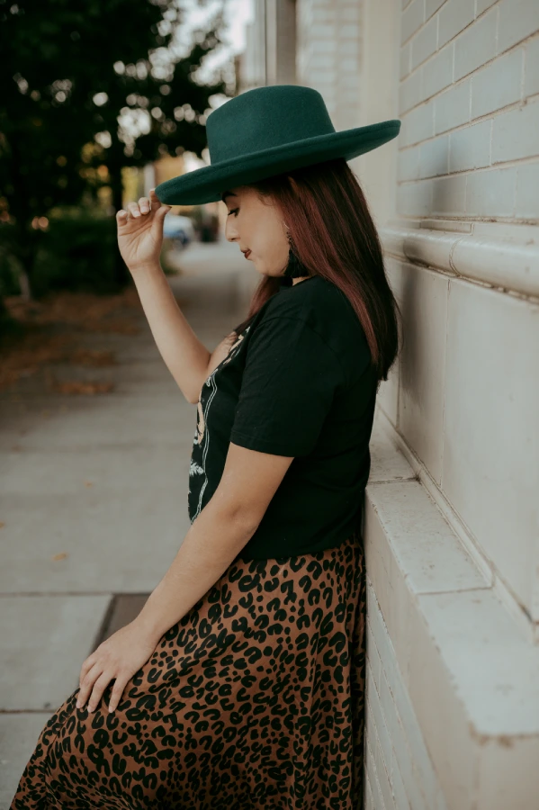 Hana Pencil Brim Rancher Hat in Green by Vanelegance