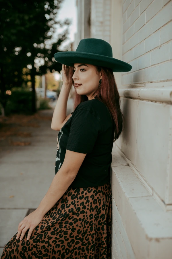 Hana Pencil Brim Rancher Hat in Green by Vanelegance