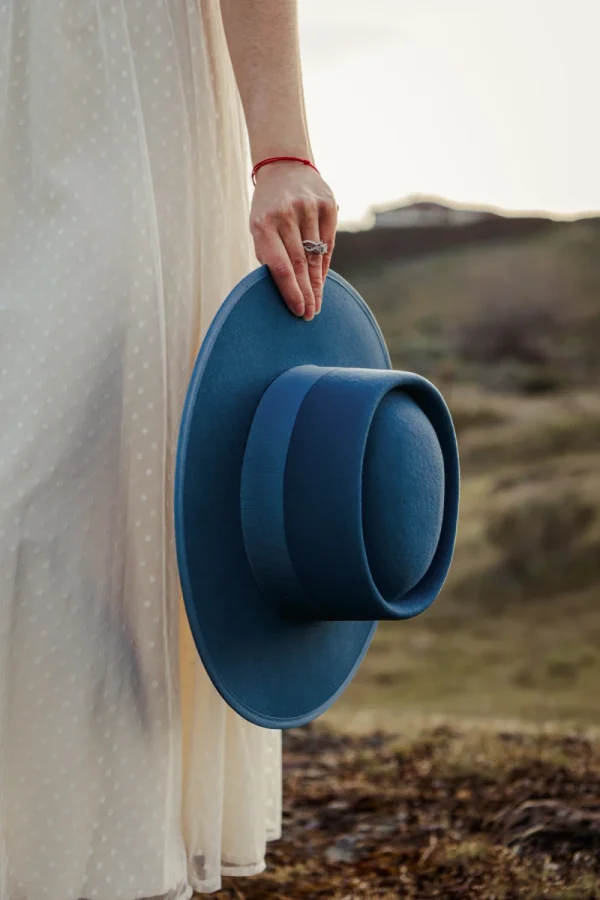 Athena Boater Hat in Ocean Blue