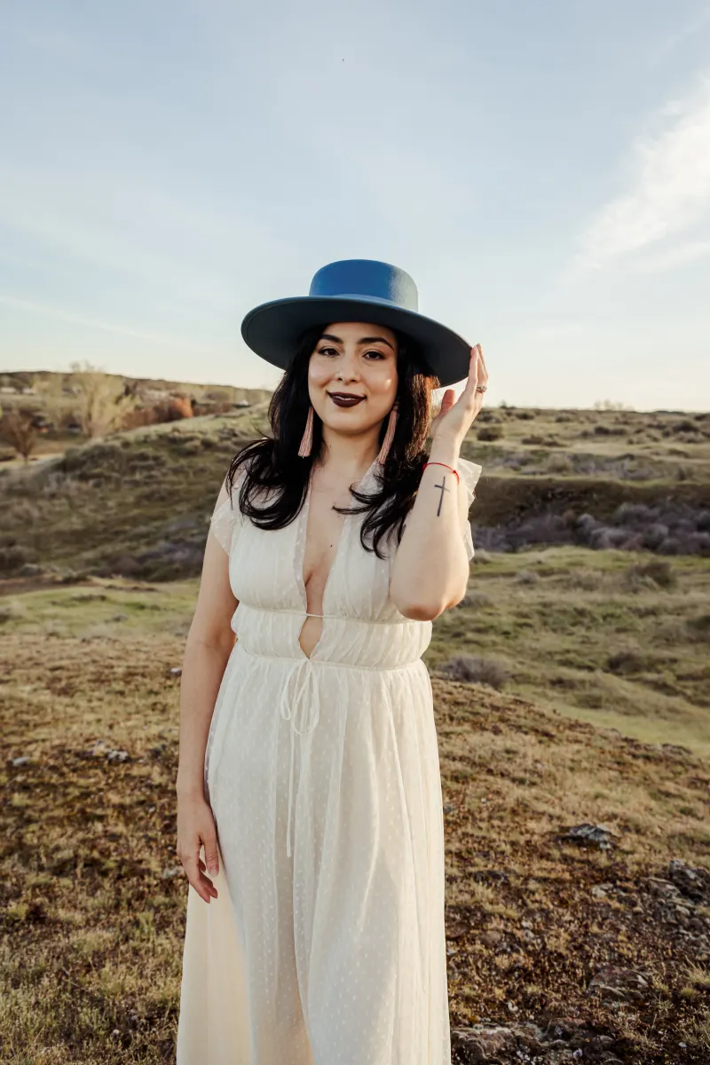 Athena Boater Hat in Ocean Blue