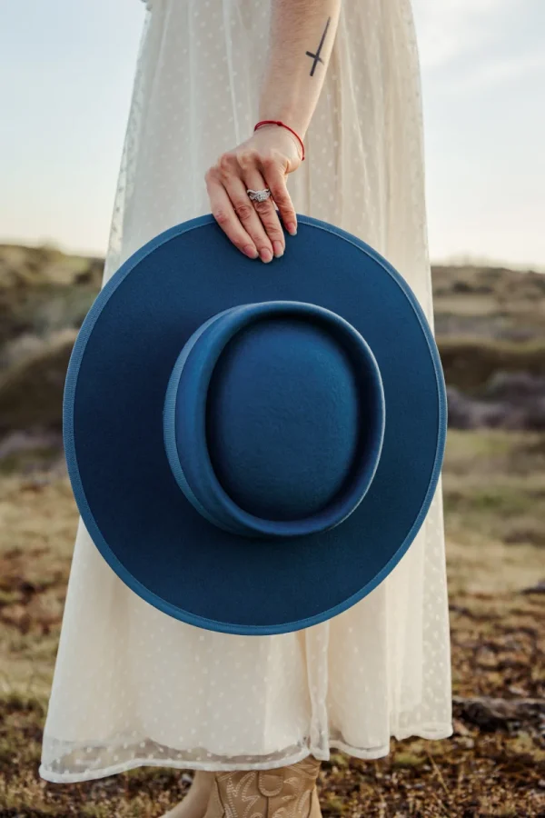 Athena Boater Hat in Ocean Blue